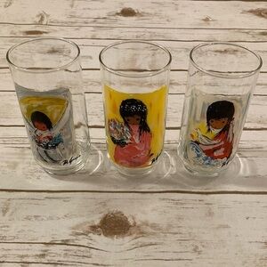 Vintage De Grazia Southwestern Native Children Glass Tumblers